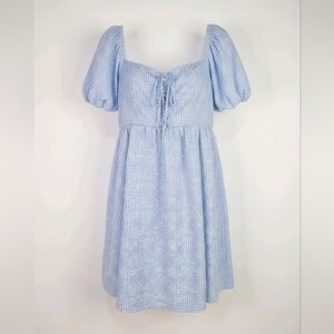 ORIGINALITY BABY BLUE GINGHAM BABYDOLL DRESS